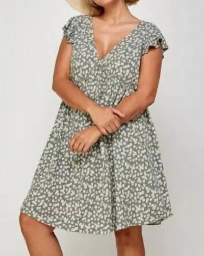 Emerald Collection Mini Floral Swing Dress In Grey/white In Green