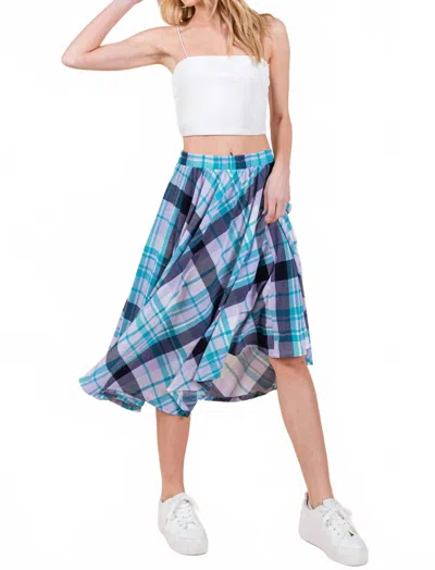 Emerald Collection Plaid Midi Skirt In Jade In Multi