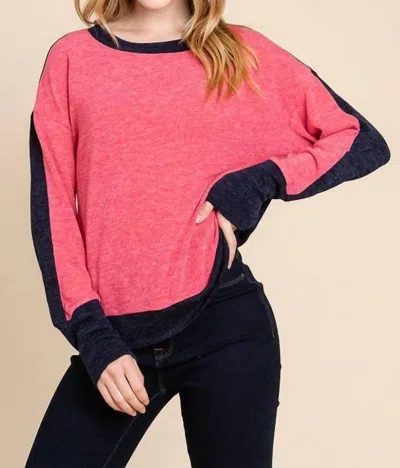 Emerald Collection Solid Color Block Top - Plus In Pink In Multi