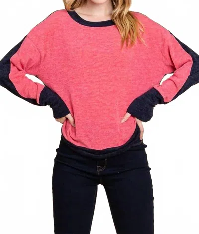 Emerald Collection Solid Color Block Top In Pink In Multi