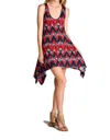 Emerald Fashion Brush Stroke Chevron Tank Dress In Red In Red
