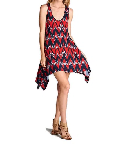 Emerald Fashion Brush Stroke Chevron Tank Dress In Red