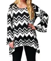Emerald Fashion Chevron Long Sleeve Tunic Plus In Black White In Animal Print