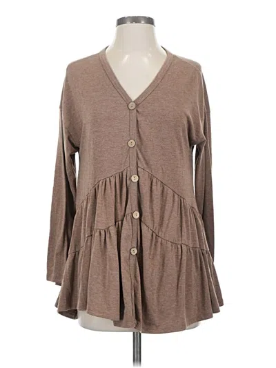 Pre-owned Emerald Long Sleeve Henley Shirt In Brown