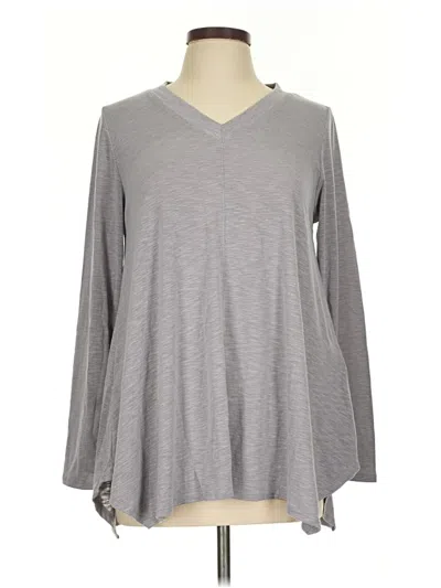 Pre-owned Emerald Long Sleeve Henley Shirt In Gray