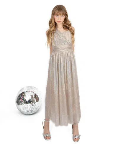 Emerald Sundae Big Girls Faux One-shoulder Ball With Sparkle Gown In Golden Blush