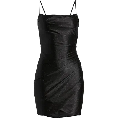 Emerald Sundae Glitter Satin Minidress In Black