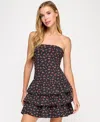Emerald Sundae Juniors' Cherry-print Tiered Dress In Blue
