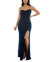 Emerald Sundae Juniors' Cowlneck Ruched Gown