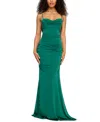 Emerald Sundae Juniors' Drapey Sweetheart-neck Scoop-back Gown