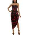 Emerald Sundae Juniors' Floral-print Midi Dress In Black,red