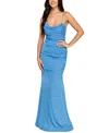 Emerald Sundae Juniors' Glitter Cowlneck Mermaid Gown, Created For Macy's In Light Blue