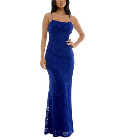 Emerald Sundae Juniors' Glitter Lace Empire-waist Gown, Created