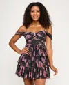Emerald Sundae Juniors' Off-the-shoulder Tiered Fit & Flare Dress In Multi