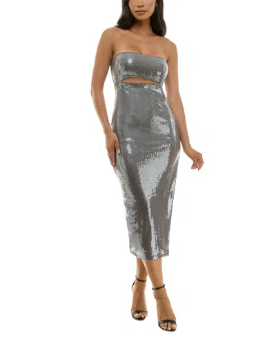 emerald sundae sequin dress Emerald Sundae Juniors' Sequin Slit V-Neck Gown
