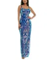 Emerald Sundae Juniors' Sequined Side-slit Gown, Created For Macy's In Royal Aqua