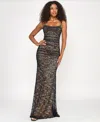 Emerald Sundae Juniors' Sleeveless Lace Corset Back Gown In Gray