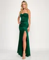 Emerald Sundae Juniors' Strapless Crisscross Corset Gown In Green