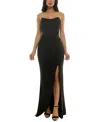 Emerald Sundae Juniors' Strapless Sweetheart-neck Corset Gown In Black