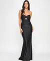 Emerald Sundae Juniors' Strapless Twist-front Cutout Gown, Created For Macy's In Black