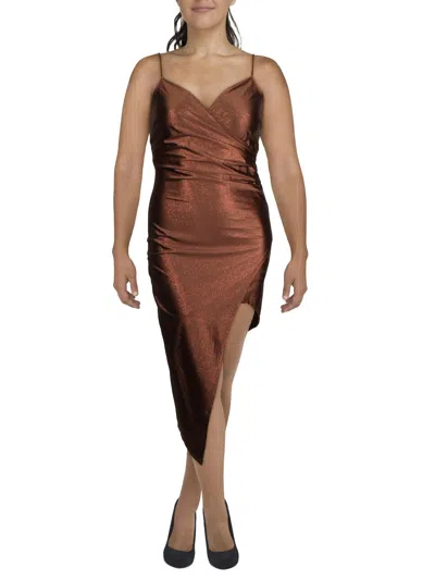 Emerald Sundae Juniors Womens Asymmetric Glitter Bodycon Dress In Multi
