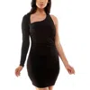 Emerald Sundae Juniors Womens Asymmetrical Mini Bodycon Dress In Black