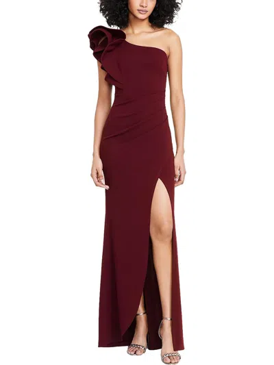 Emerald Sundae Juniors Womens Crepe One-shoulder Evening Dress In Pink