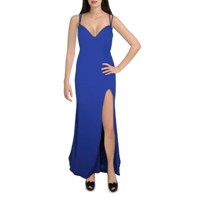 Emerald Sundae Juniors Womens Criss-cross Mermaid Evening Dress In Blue