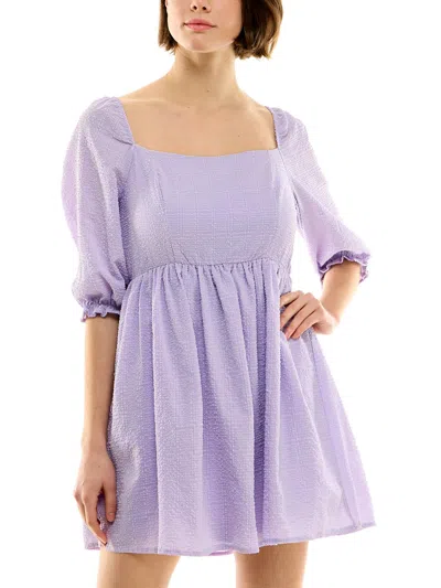 Emerald Sundae Juniors Womens Daytime Mini Babydoll Dress In Purple