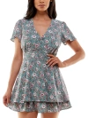 EMERALD SUNDAE JUNIORS WOMENS FLORAL PRINT SHORT FIT & FLARE DRESS