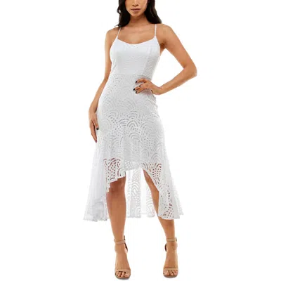 Emerald Sundae Juniors Womens Lace Hi-low Midi Dress In Black