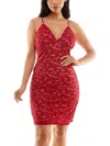 Emerald Sundae Juniors Womens Lace Mini Bodycon Dress In Red