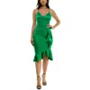 Emerald Sundae Juniors Womens Midi Surplice Cocktail And Party Dress In Gold