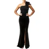 Emerald Sundae Juniors Womens One Shoulder Ruffled Evening Dress