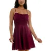 Emerald Sundae Juniors Womens Padded Bust Shimmer Fit & Flare Dress In Pink