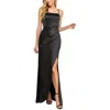 Emerald Sundae Juniors Womens Pleated Split Hem Evening Dress In Black