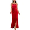 Emerald Sundae Ruched Satin Gown In Red