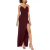 Emerald Sundae Juniors Womens Slit V-neck Evening Dress In Pink