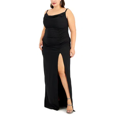 Emerald Sundae Plus Womens Cowlneck Maxi Evening Dress In Black