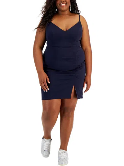 Emerald Sundae Plus Womens Fitted Short Bodycon Dress In Blue