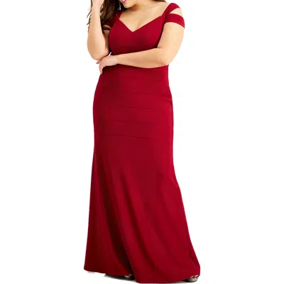 Emerald Sundae Plus Womens Mesh Inset Maxi Evening Dress In Red