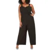 Emerald Sundae Plus Womens Sweetheart Neck Sleeveless Jumpsuit In Black