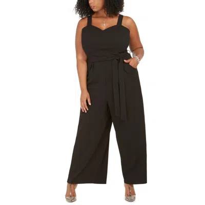 Emerald Sundae Plus Womens Sweetheart Neck Sleeveless Jumpsuit In Black