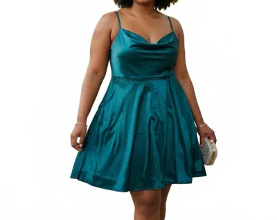 Emerald Sundae Satin Midi Dress In Teal In Blue