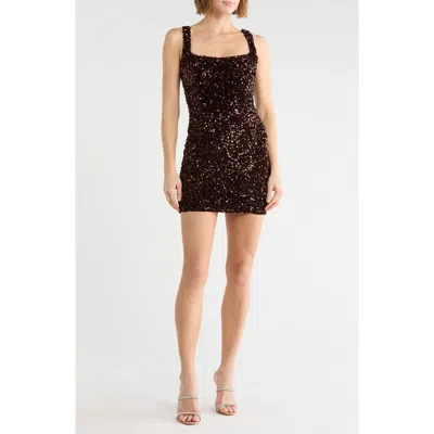 Emerald Sundae Sequined Stretch Velvet Minidress In Brown
