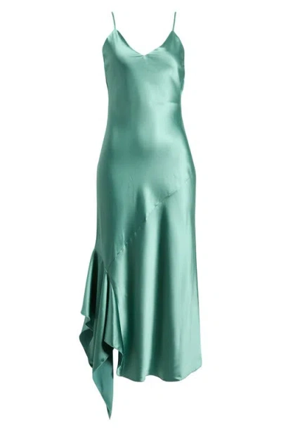Emerald Sundae Sleeveless Satin Bias Slipdress In Green
