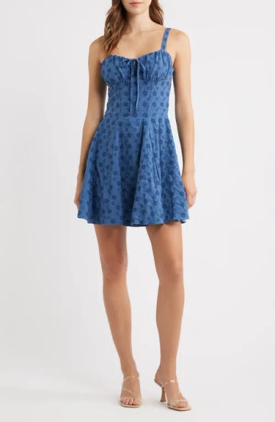 Emerald Sundae Tie Front Fit And Flare Dress In Blue