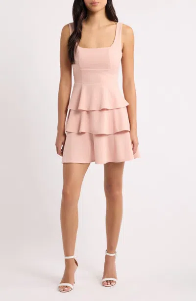 Emerald Sundae Tiered Crepe Fit And Flare Dress In Pink