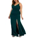 EMERALD SUNDAE TRENDY PLUS SIZE SIDE-SHIRRED GOWN
