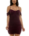 Emerald Sundae Women's Crystal-embellished Off-the-shoulder Dress In Cabernet